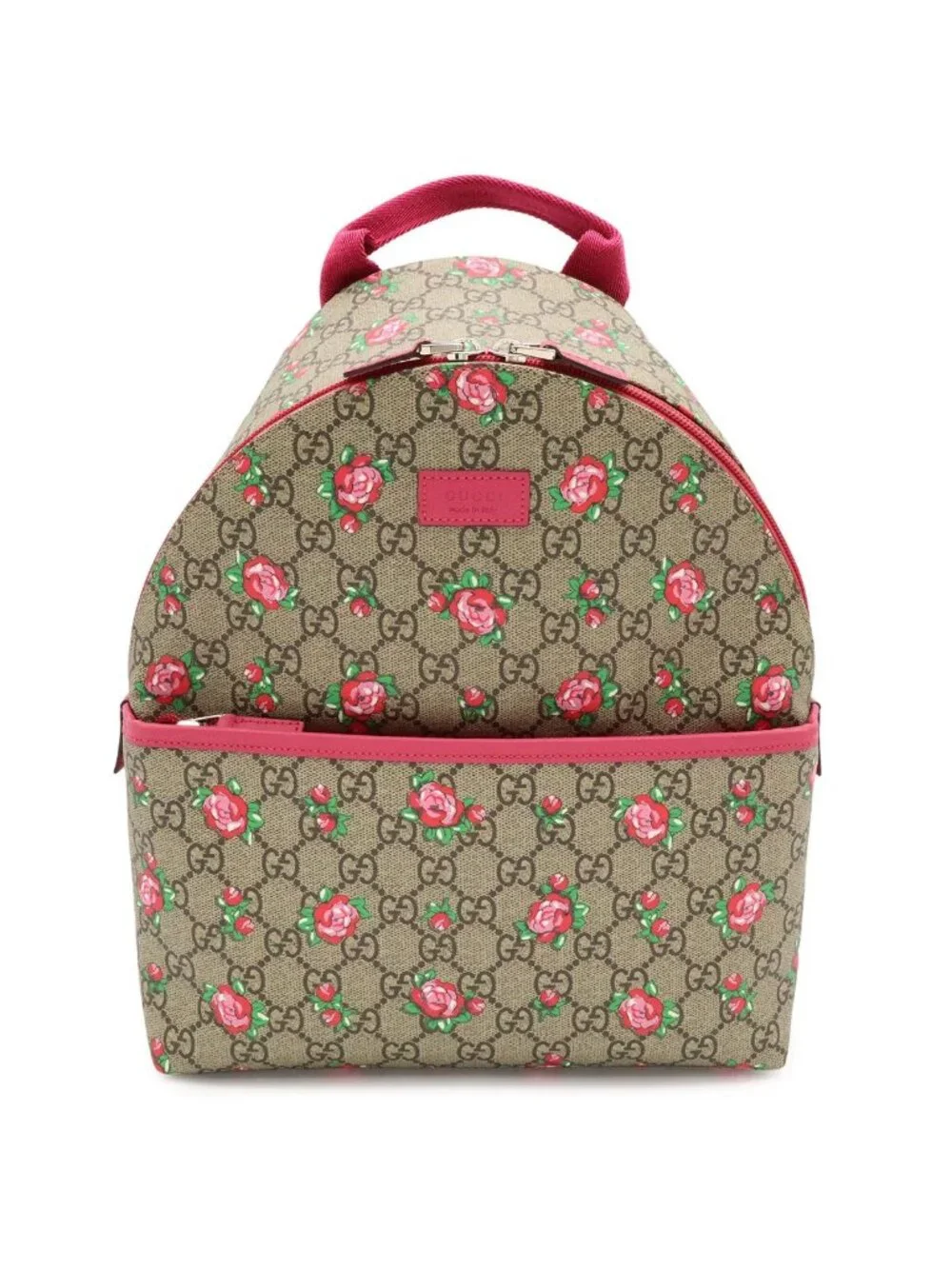 Gucci Children's GG Supreme Backpack Rose Print Floral Pattern Heart Leather